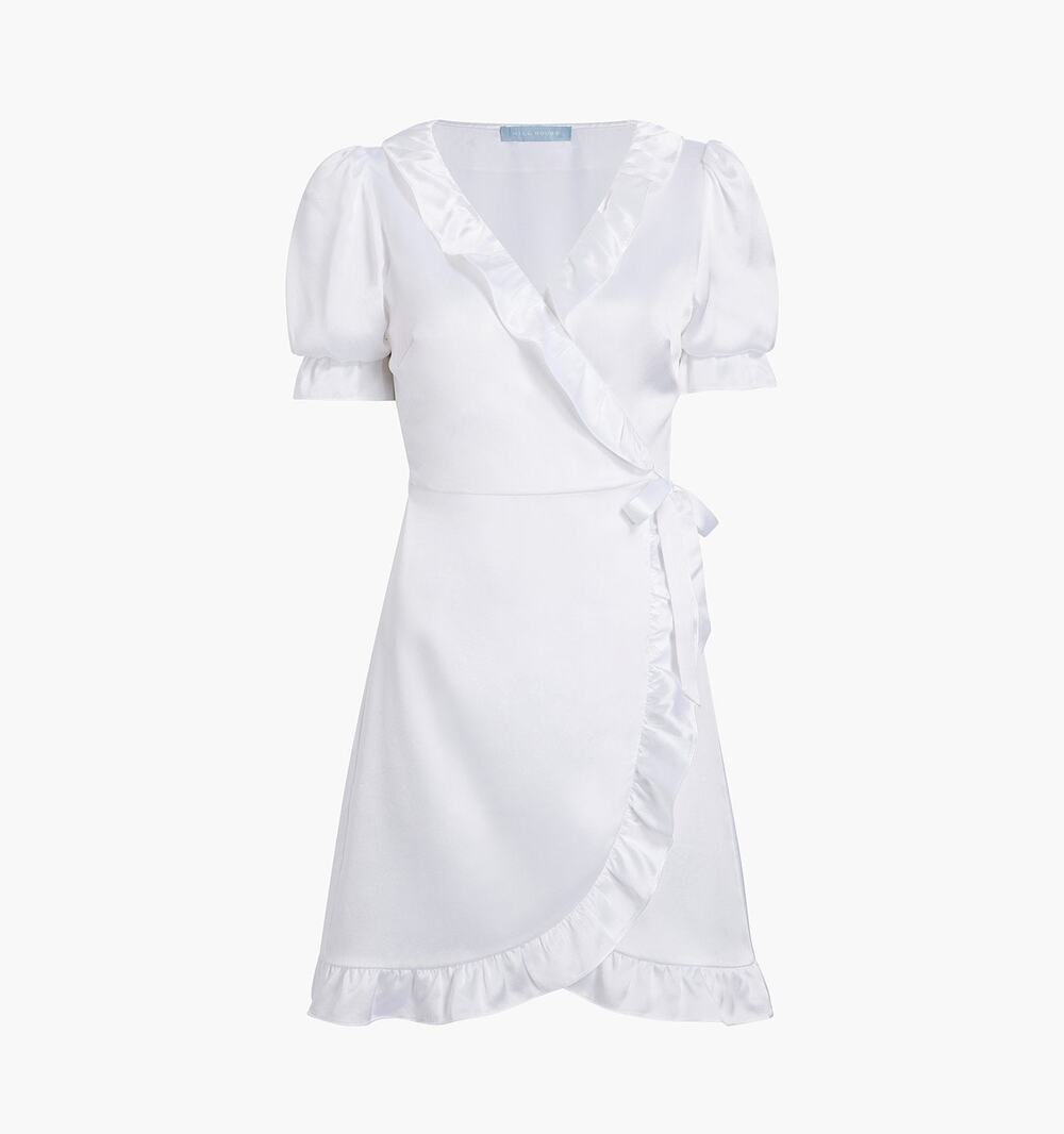 new HILL HOUSE white 100% silk ruffle bridal Nima robe lingerie dress
